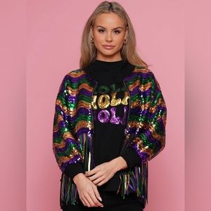 Mardi Gras Sequin Fringe Jacket